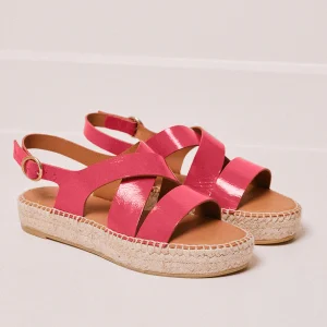 Espadrilles Chantal - Cuir plissé fuchsia