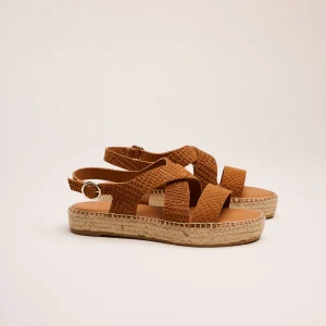 Espadrilles Chantal - Suède embossé tressé ambre