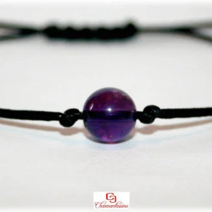 Bracelet Améthyste sur cordon minimaliste ajustable / homme / femme