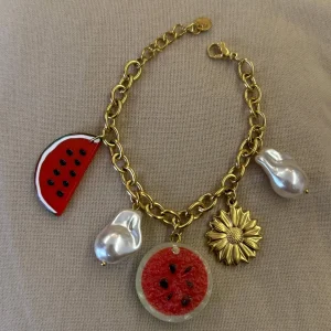 Bracelet chaîne dorée pastèque