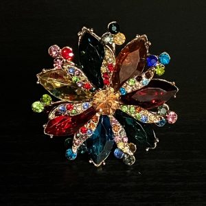 Bague Fiore dorée strass multicolore