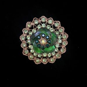 Bague Dalia dorée strass vert